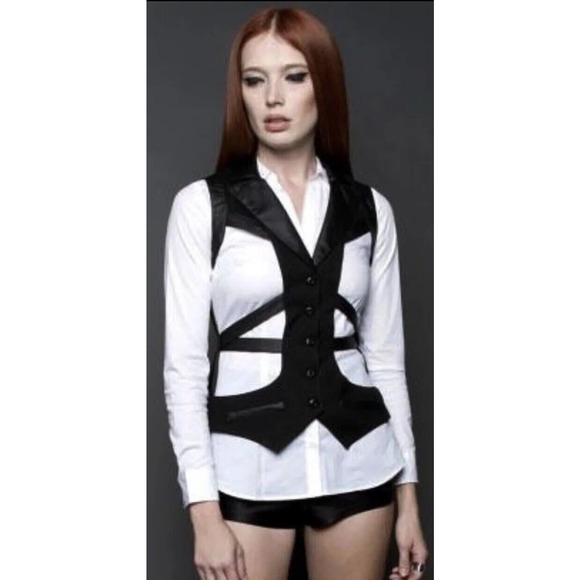 Lip Service Jackets & Blazers - Lip Service Vegan Leather Harness Vest Top Black Gothic Burning Man Women’s XL L